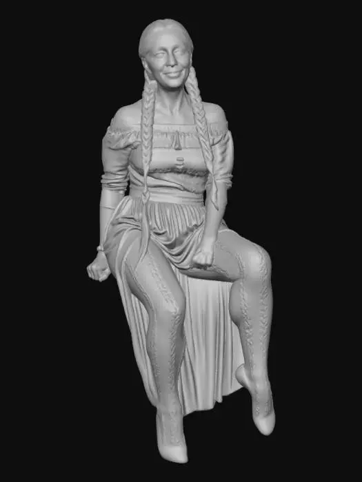 3D model for Black haired woman 8 BV - Braided Elegance in Red Tights