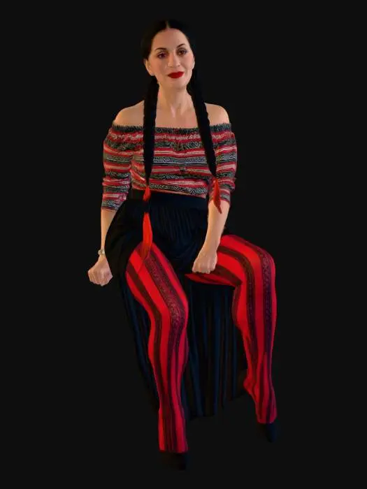 3D model for Black haired woman 8 BV - Braided Elegance in Red Tights