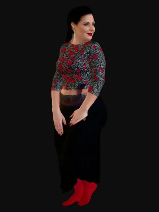3D model for Black haired woman 11 BV - Vintage Glamour in Red and Black