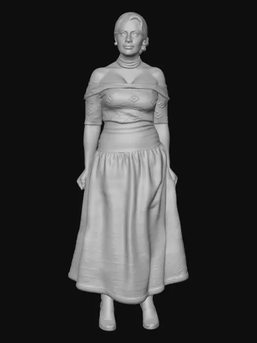 3D model for Black haired woman 12 BV - Off-Shoulder Elegance