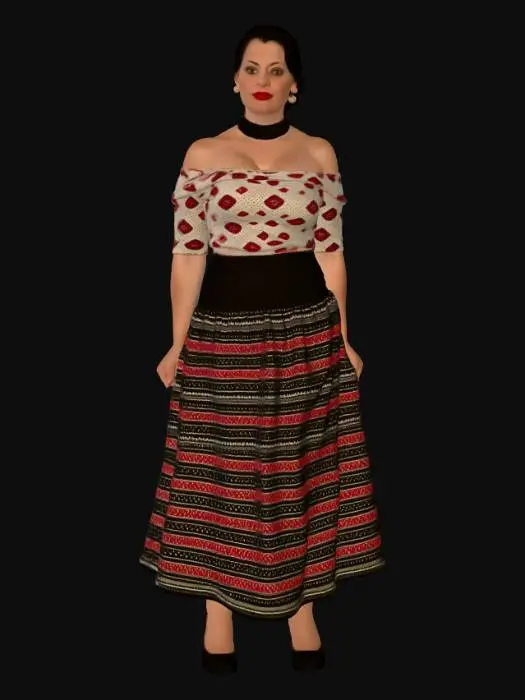 3D model for Black haired woman 12 BV - Off-Shoulder Elegance