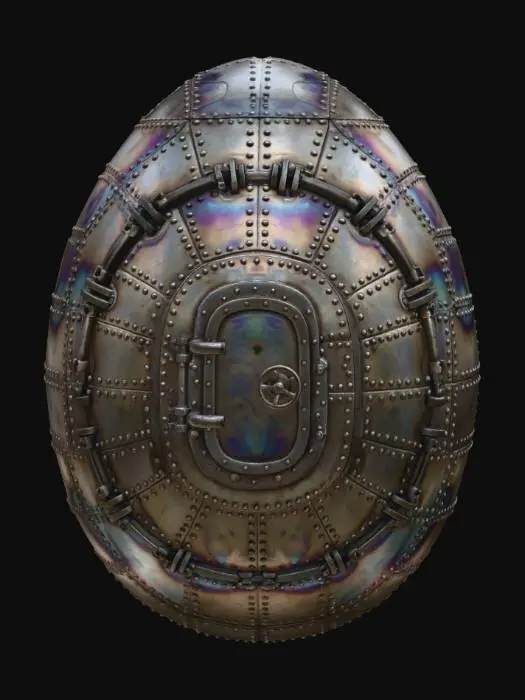 3D model for #EasterEgg2026#, riveted titanium plates easter egg