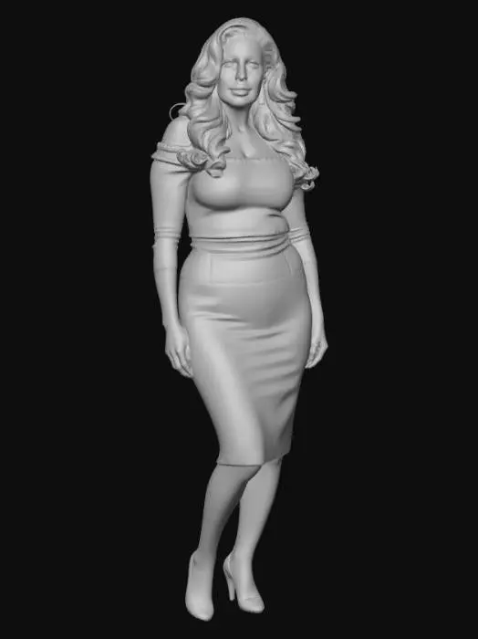 3D model for Crimson Off-Shoulder Elegance