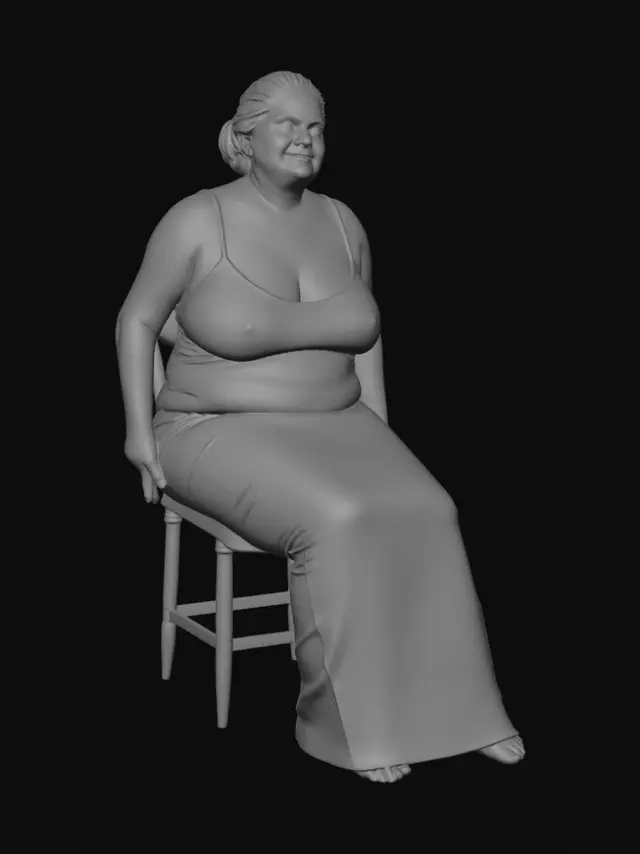 3D model for Seated in a White Dress