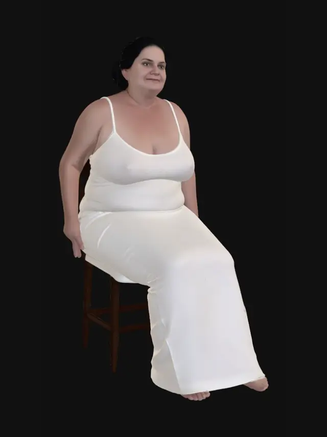 3D model for Seated in a White Dress