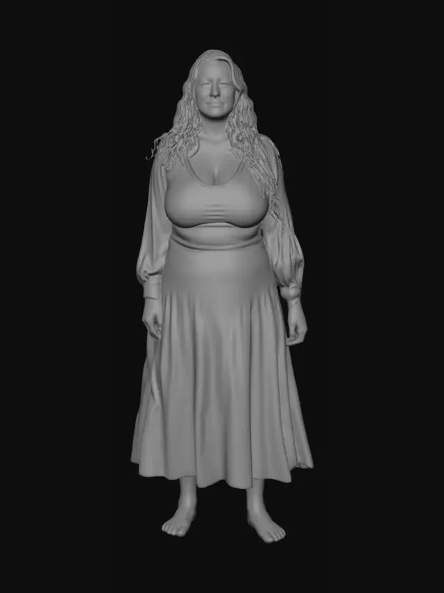 3D model for Rural woman 18 - Portrait in Brown