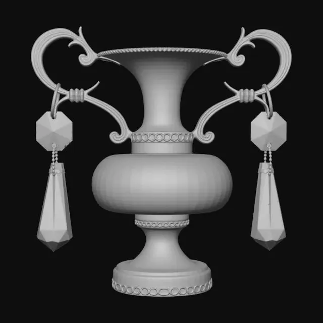 3D model for Antique brass goblet with red agate inlay and crystal drops