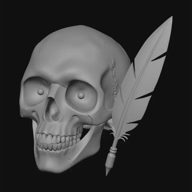 3D model for Crimson-Eyed Skull and Feather Quill