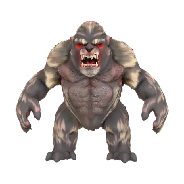 Generate a realistic, highly detailed 3D model of a troglodyte from Heroes of Might… - Apes 3D model, vytvořený pomocí AI
