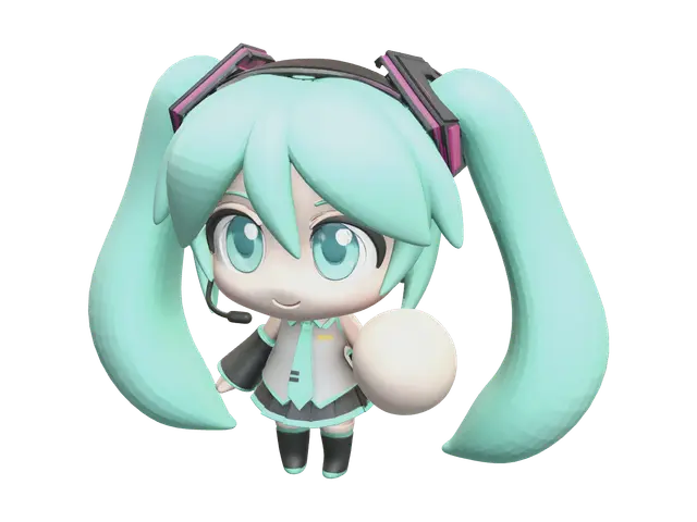 Miku Chibi - Vocaloid 3D model, vytvořený pomocí AI