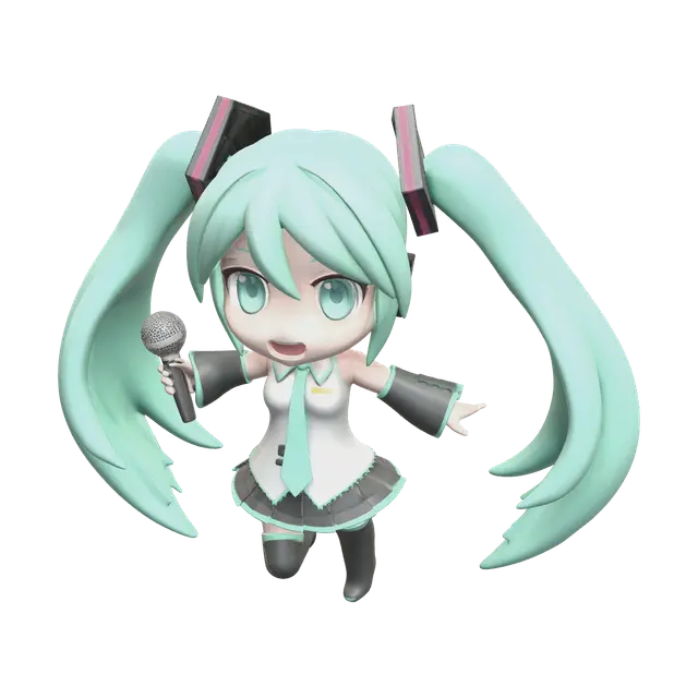 Modern Miku Chibi - Vocaloid 3D model, AI generated