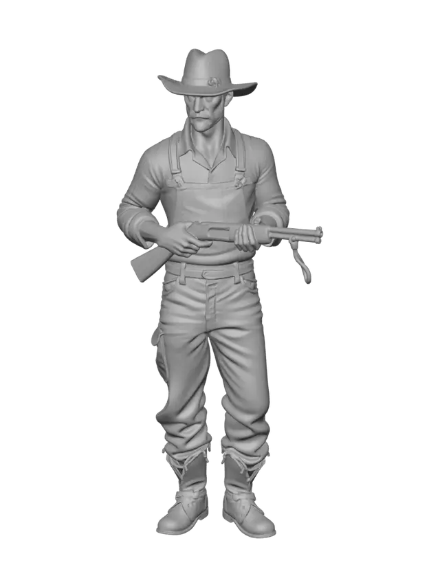 3D model for typical American farmer holding a shotgun