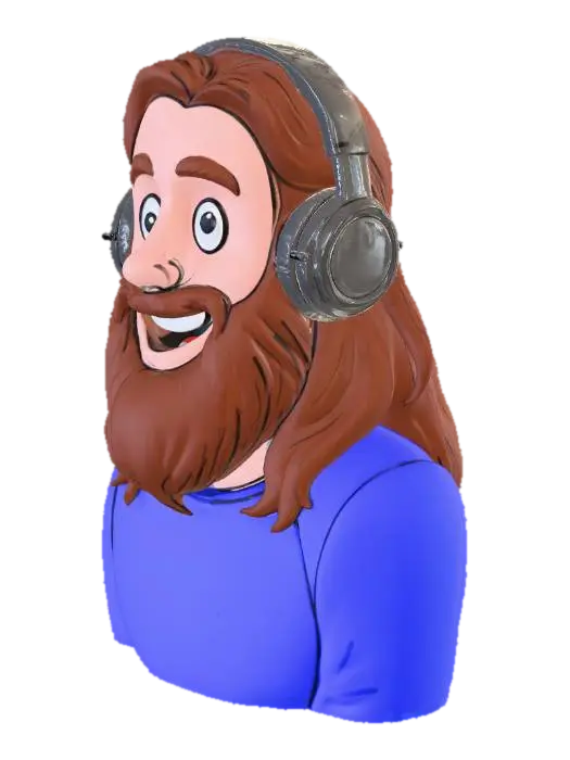 Cartoon Headphone Guy 3D model, vytvořený pomocí AI
