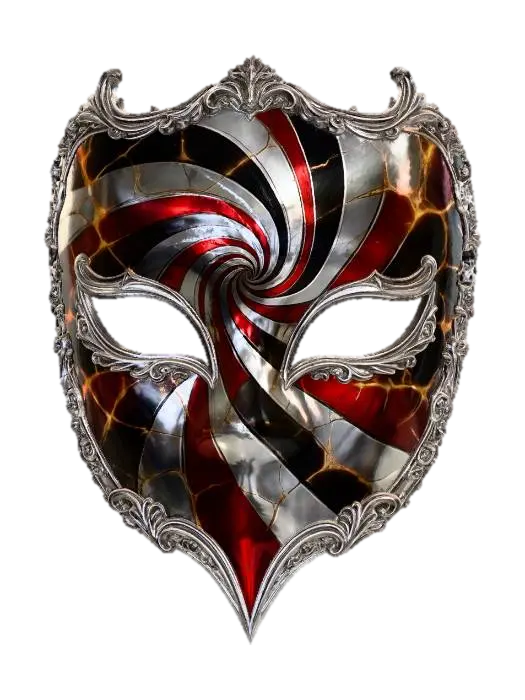 Crimson Spiral Mask 3D model, vytvořený pomocí AI