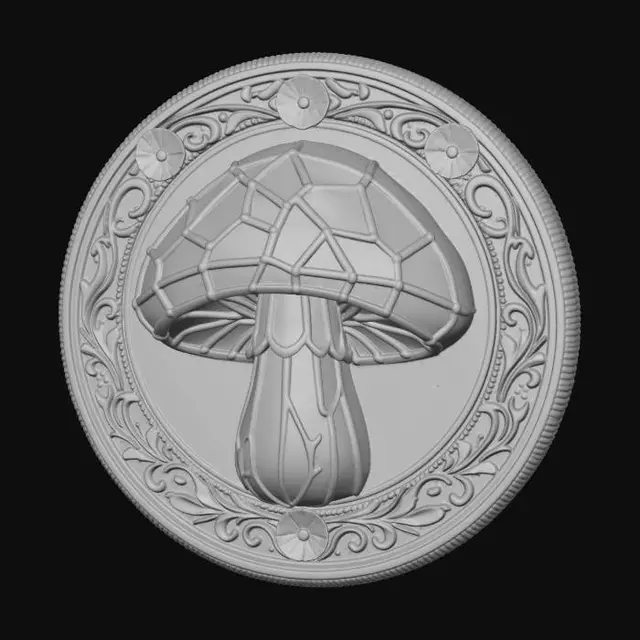 3D model for Golden Stained-Glass Mushroom Medallion