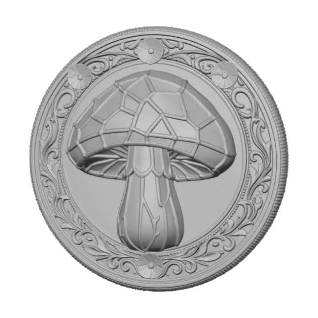 3D model for Golden Stained-Glass Mushroom Medallion