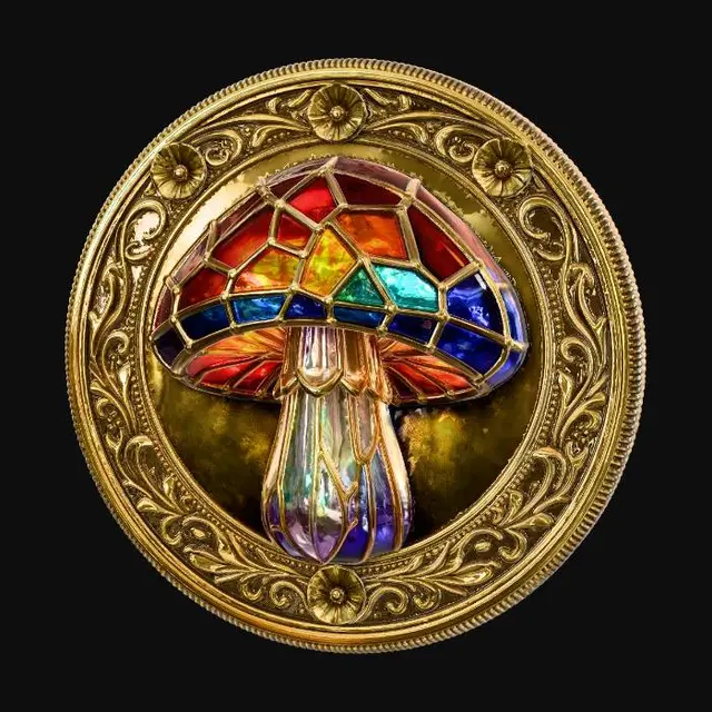 3D model for Golden Stained-Glass Mushroom Medallion