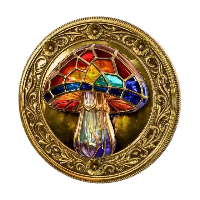 3D model for Golden Stained-Glass Mushroom Medallion