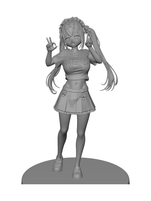 3D model for Pink-Haired Idol in a Plaid Skirt