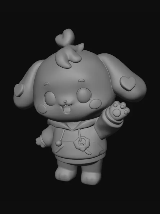3D model for Waving Blue Heart Bunny
