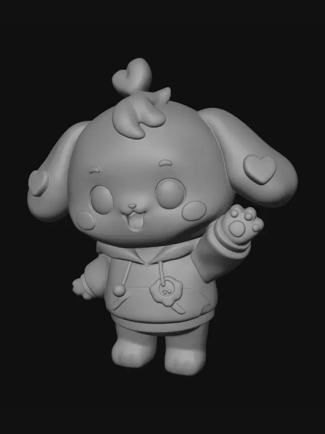 3D model for Waving Blue Heart Bunny