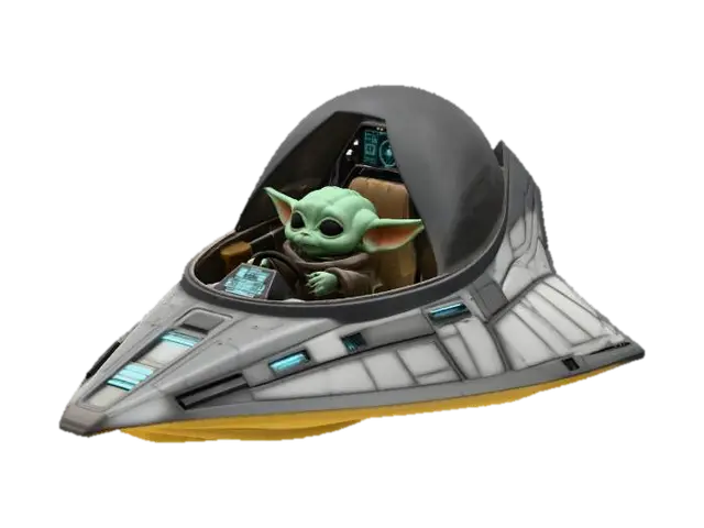 Grogu's Desert Starfighter 3D model, vytvořený pomocí AI