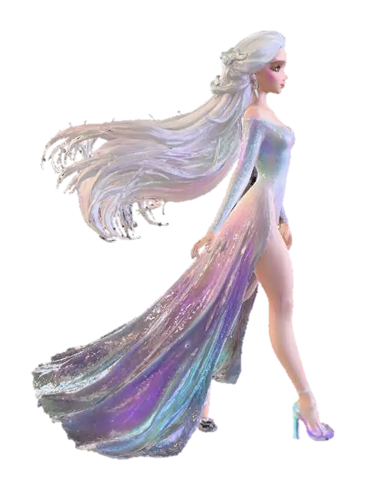 Oceanic Elegance - Elsa 3D model, vytvořený pomocí AI