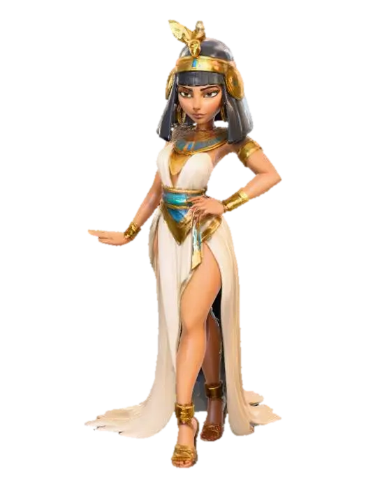 Egyptian Queen Fantasy Art - Pharaoh 3D model, vytvořený pomocí AI