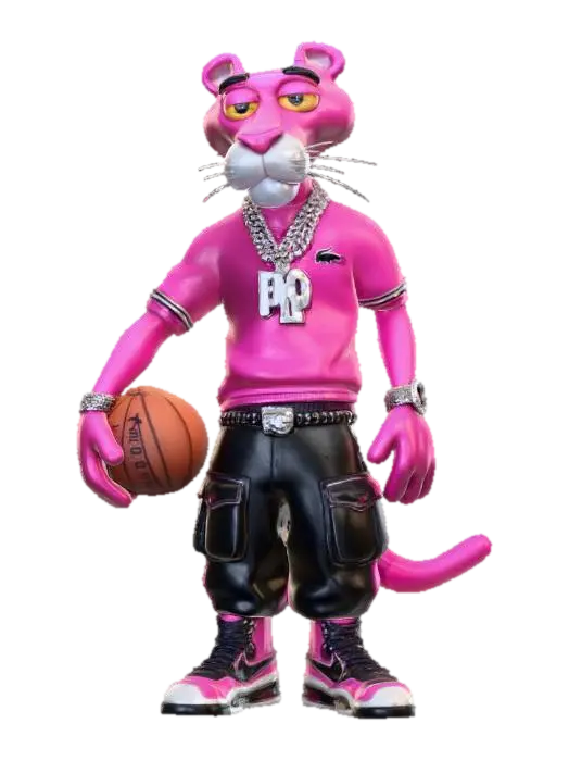Basketball Panther Swagger - Pink 3D model, vytvořený pomocí AI