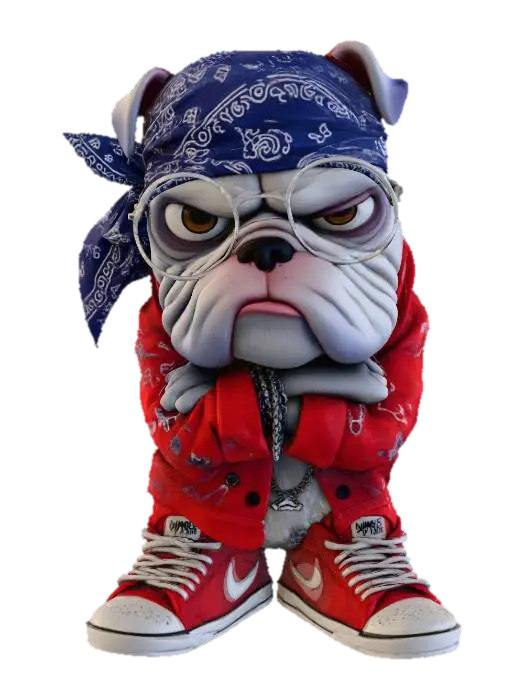 Bulldog Swagger 3D model, vytvořený pomocí AI