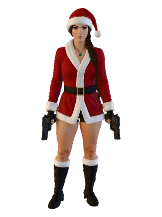 Lara Croft Xmas Raider , #Christmas2025# 3D model, vytvořený pomocí AI