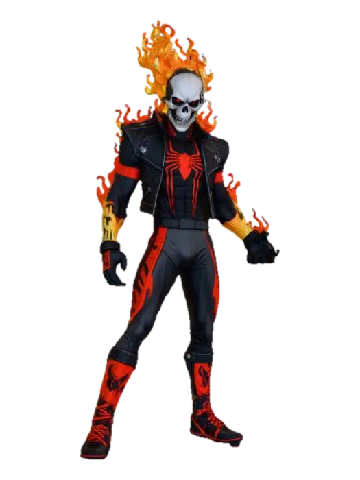 Spiderman Ghostrider Fusion - Retextured 3D model, vytvořený pomocí AI