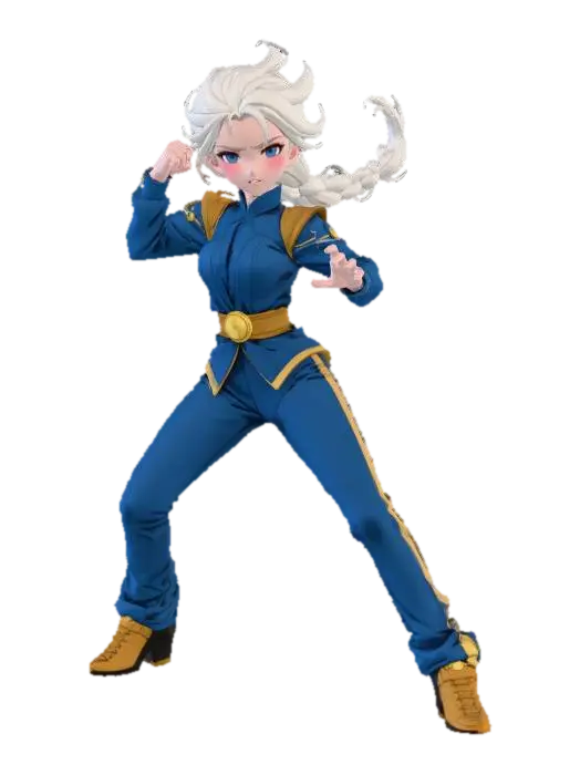 Elsa Streetfighting Warrior Spirit 3D model, vytvořený pomocí AI