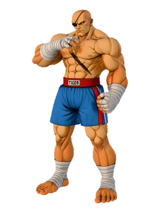 Muay Thai Fighter - Streetfighter 3D model, vytvořený pomocí AI