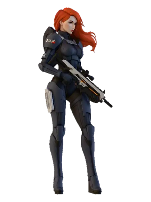 Commander in Armor - Masseffect 3D model, vytvořený pomocí AI