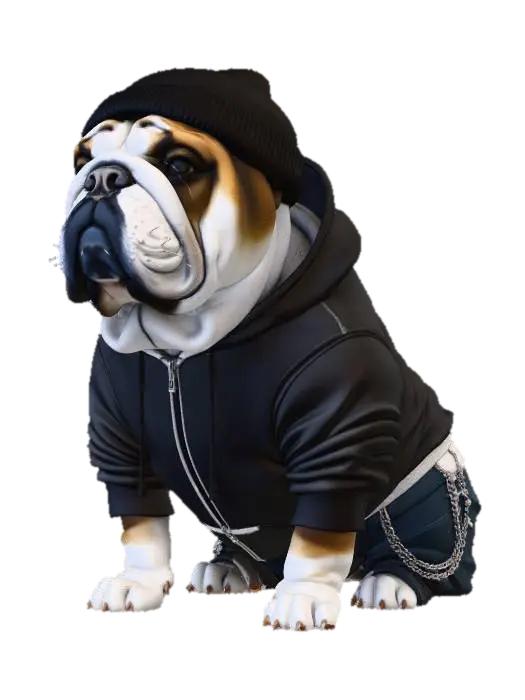 Bulldog Swagger 3D model, vytvořený pomocí AI