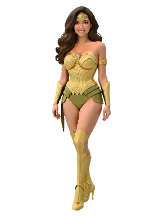 Golden Amazon at Sunset Beach - Dccomics 3D model, vytvořený pomocí AI