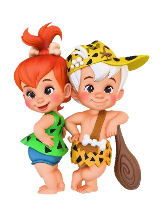 Pebbles and Bamm-Bamm - Friends 3D model, vytvořený pomocí AI