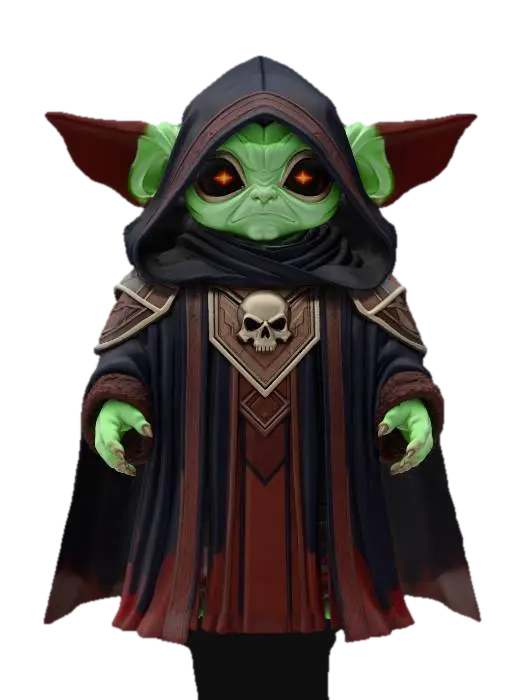 Grogu Dark Side 3D model, vytvořený pomocí AI