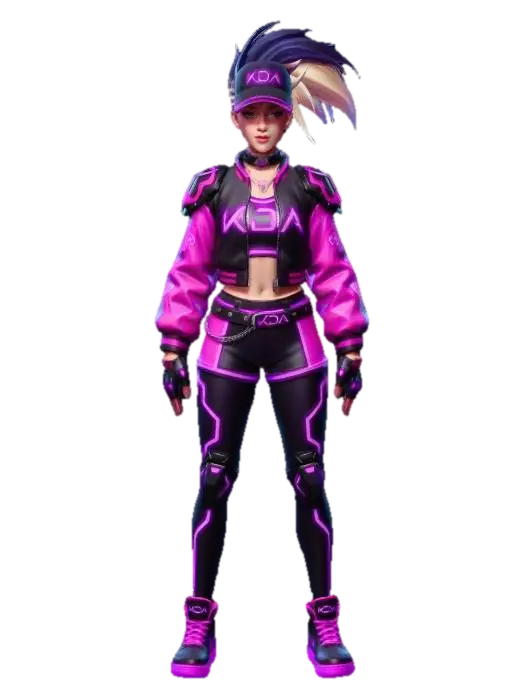 KDA Neon Diva Akali - League 3D model, vytvořený pomocí AI