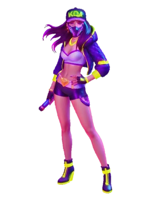 Akali KDA Neon Crossfire - Leagueoflegends 3D model, vytvořený pomocí AI