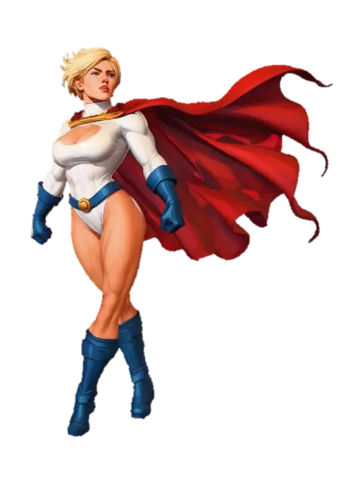 PowerGirl_Flight - Retextured 3D model, vytvořený pomocí AI