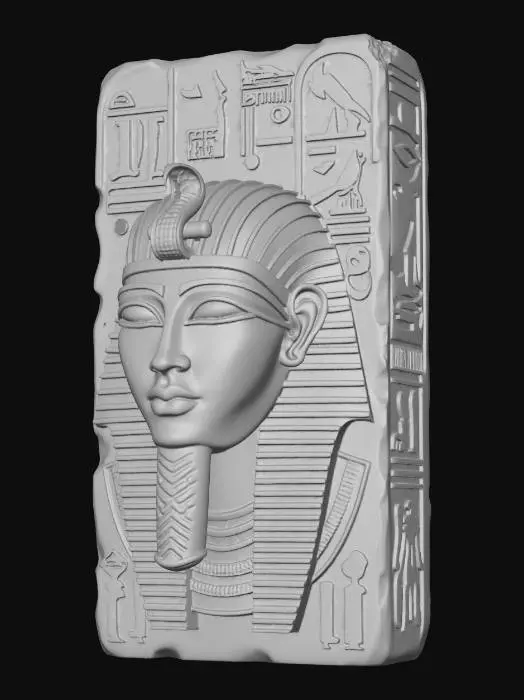 3D model for Tutankhamun Bust on a Hieroglyphic Tablet