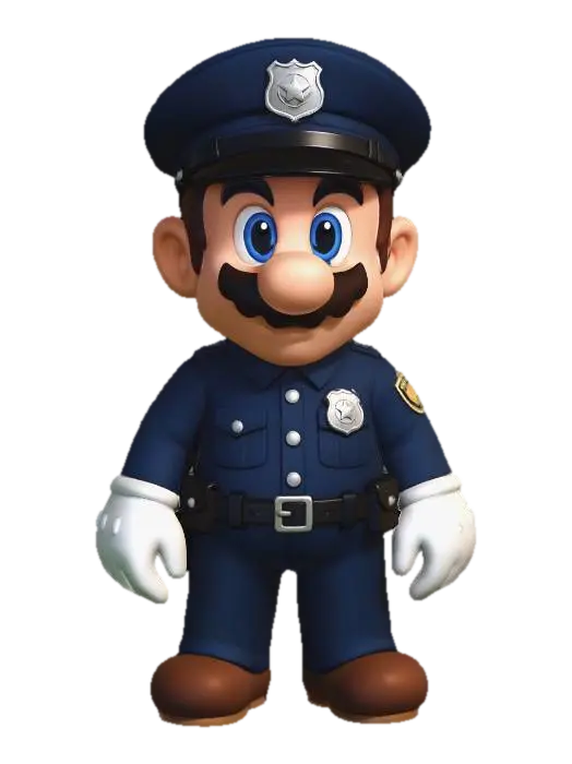 Officer Mario - Police 3D model, vytvořený pomocí AI