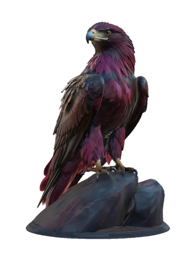 Crimson Crest Eagle 3D-model, gegenereerd door AI