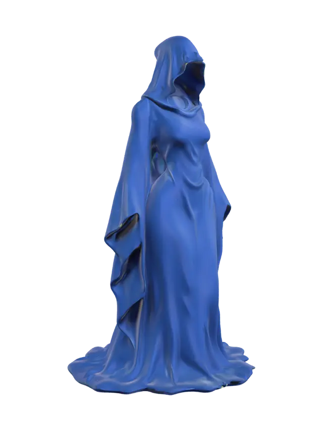 Blue Veiled Figure 3D model, vytvořený pomocí AI