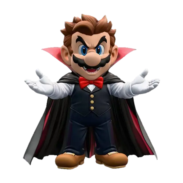 Vampire Plumber Mario 3D model, vytvořený pomocí AI
