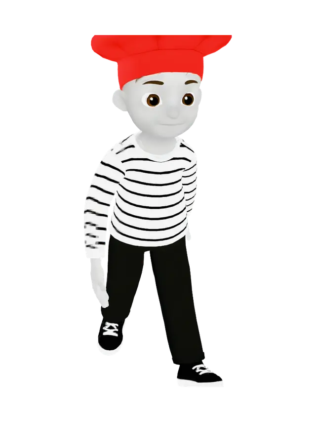 the Chef - Mime 3D model, vytvořený pomocí AI
