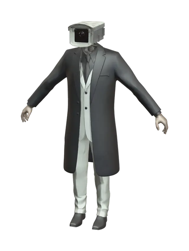 Low-Poly Cameraman Skibidi 3D model, vytvořený pomocí AI