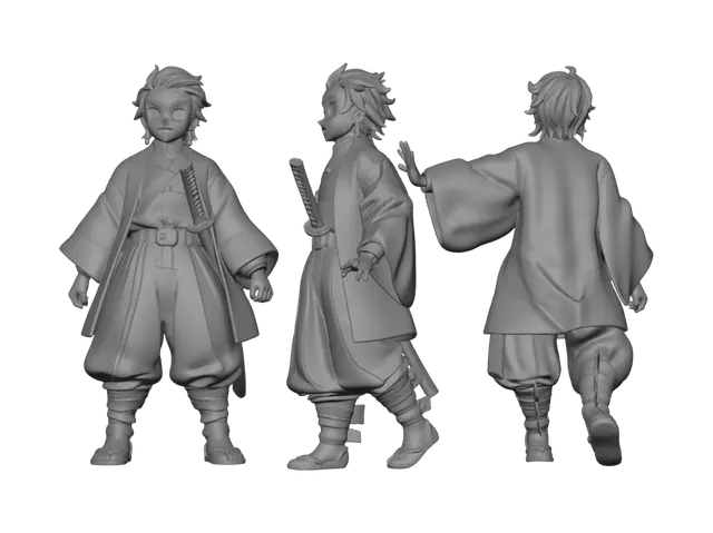 3D model for Tanjiro Kamado in a green checkered haori